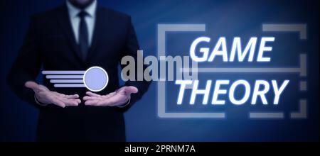 Testo che mostra ispirazione Game Theory, Word per branca della matematica che si occupa di analisi delle strategie Foto Stock