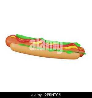 3d rendering di hot dog junk food icona Foto Stock