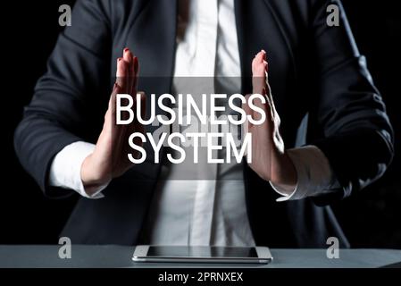 Didascalia di testo che presenta il metodo Business Systema di analisi delle informazioni delle organizzazioni. Vetrina aziendale Un metodo per analizzare le informazioni delle organizzazioni Foto Stock