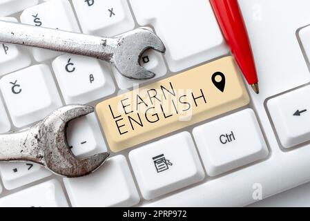 Testo scritto a mano Impara l'inglese, concetto Internet linguaggio universale facile comunicazione e comprensione Foto Stock