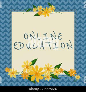Insegna di scrittura a mano Online Educationstudy e pratica etica per facilitare l'apprendimento. Studio di idee aziendali e pratica etica per facilitare l'apprendimento Foto Stock