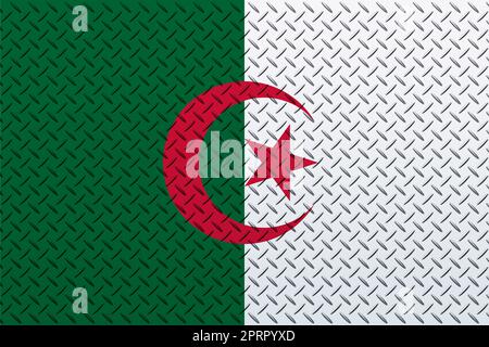 3D bandiera dell'Algeria su un metallo Foto Stock