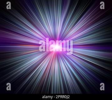 Sfocate i raffiche di luce per un effetto di velocità. Illustrazione grafica del computer Foto Stock