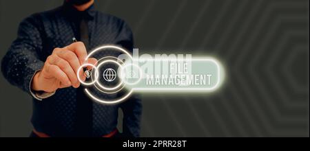 Handwriting text file Managementprogramma computer che fornisce un'interfaccia utente per la gestione dei dati. Business idea programma per computer che fornisce un'interfaccia utente per la gestione dei dati Foto Stock