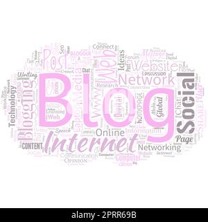 Nuvola di parole grandi sotto forma di nuvola con blog di parole. Foto Stock