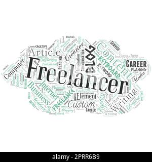 Nuvola di parole grandi a forma di nuvola con freelance di parole. Foto Stock