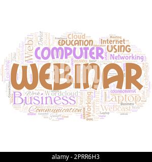 Webinar "Big Word cloud in the shape of cloud with word". Foto Stock