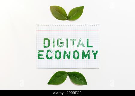 Segno di scrittura a mano Digital Economynetwork mondiale di attività e tecnologie economiche. Internet Concept rete mondiale di attività economiche e tecnologie Foto Stock