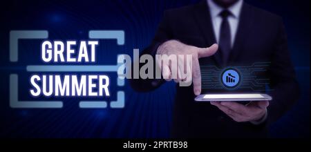 Scrittura visualizzazione testo Grande estate. Un'idea d'affari avere divertimento buon sole andare alla spiaggia godere all'aperto Foto Stock