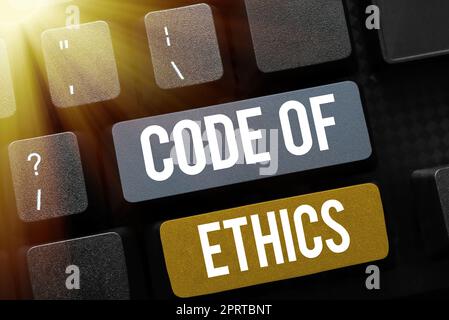 Testo scritto a mano Codice Etico. Business idea regole morali integrità etica onestà buona procedura Foto Stock