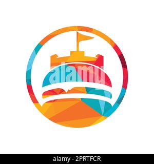 Burger castello vettore logo design. Logo Fort Burgher. Illustrazione Vettoriale