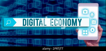 Segno di scrittura a mano Digital Economynetwork mondiale di attività e tecnologie economiche. Parola per rete mondiale di attività e tecnologie economiche Foto Stock