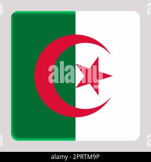 3D Bandiera dell'Algeria su sfondo quadrato avatar. Foto Stock