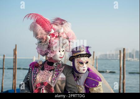 Venezia, Italia - Febbraio 21 2019: le maschere del carnevale di Venezia 2019 Foto Stock