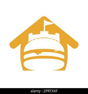 Burger castello vettore logo design. Logo Fort Burgher. Illustrazione Vettoriale