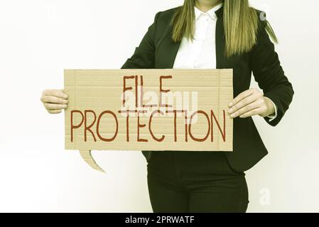 Protezione dei file con didascalia concettuale prevenzione della cancellazione accidentale dei dati tramite il supporto di archiviazione. Internet Concept prevenzione della cancellazione accidentale dei dati tramite il supporto di memorizzazione Foto Stock