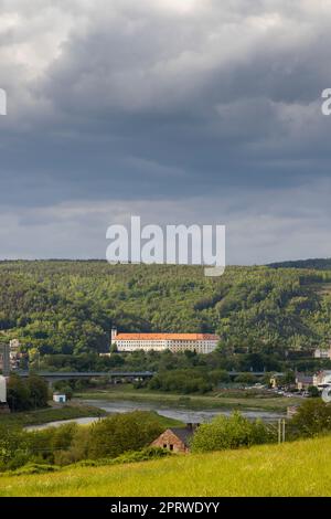 Decin castello nella Boemia settentrionale, Repubblica Ceca Foto Stock