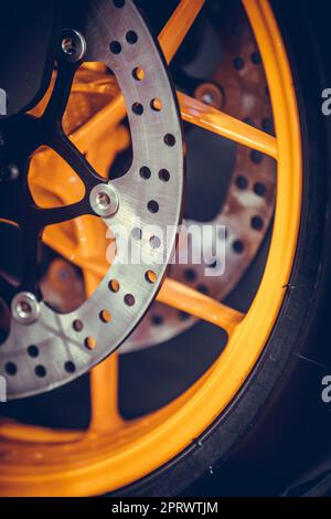 Freno a disco della motocicletta anteriore Foto Stock