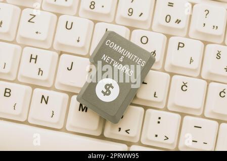Scrittura a mano di testo Community e reti. Concetto che significa collaborazione di training e pratiche dei partecipanti Foto Stock