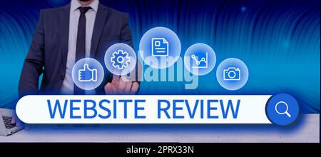 Visualizzazione concettuale revisione del sito Web Recensioni che possono essere pubblicate su aziende e servizi. Word for Reviews che può essere pubblicato su aziende e servizi Foto Stock