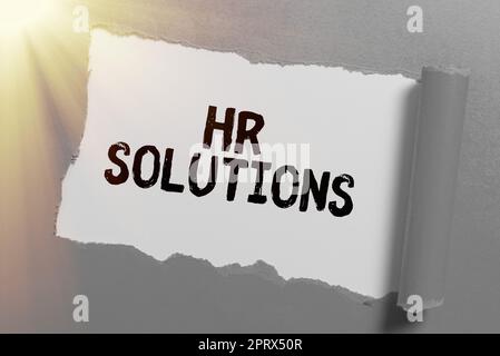 Cartello di testo che mostra le soluzioni HR. Business showcase Outsourcing risorse umane consulenza e supporto Esperti Foto Stock