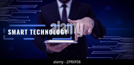 Cartello con la tecnologia Smart, scritto su Word utilizzato per proteggere e prevenire gli errori nei dischi rigidi Foto Stock