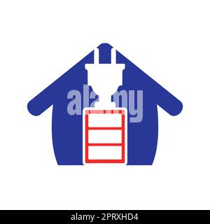 Design vettoriale della batteria e della spina elettrica. Illustrazione Vettoriale