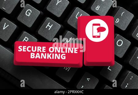 Didascalia di testo Presentazione Secure Online Banking, concetto Internet proteggere la banca digitale per le transazioni su Internet Foto Stock
