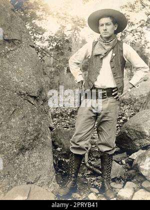 Cowboy 1900s, Old-time Cowboy, Wild West, Old Fashioned American Cowboy Foto Stock