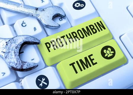 Scrittura a mano testo tempo di protrombina, approccio aziendale valutare la vostra capacità di formare in modo appropriato coaguli di sangue Foto Stock