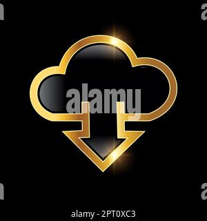 Icona Golden Download Cloud Vector Illustrazione Vettoriale