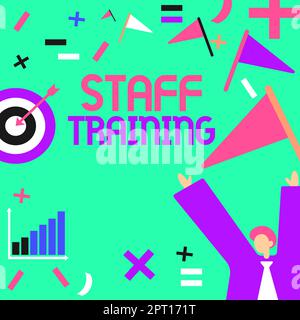 Testo scritto a mano formazione del personale, programma di approccio aziendale che aiuta i dipendenti ad apprendere conoscenze specifiche Foto Stock