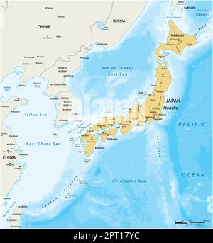 mappa vettoriale dello stato insulare asiatico giappone Illustrazione Vettoriale