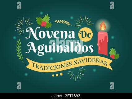 Novena De Aguinaldos tradizione di vacanza in Colombia per le famiglie di riunirsi a Natale in Cartoon piatto modelli disegnati a mano Illustrazione Illustrazione Vettoriale