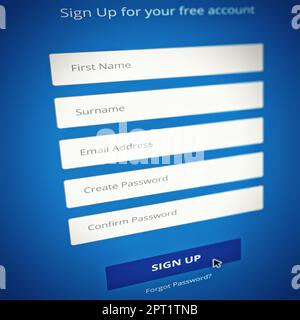 Registrati. Per favore. Immagine generata dal computer della pagina di iscrizione di un sito web - TUTTO il design di questa immagine è creato da zero dal team di Yuri Arcurs di p Foto Stock