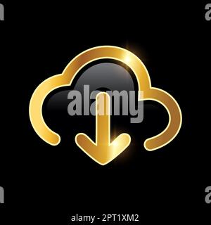 Icona Golden Download Cloud Vector Illustrazione Vettoriale