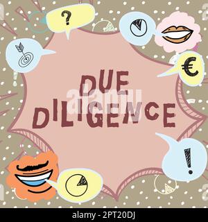 Segno che mostra due diligence, foto concettuale evitare di danneggiare altri beni aziendali per un accordo Foto Stock