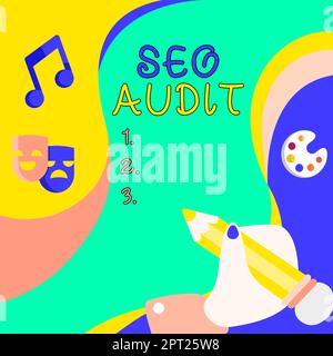 Ispirazione mostrando segno sei Audit, foto concettuale Search Engine Optimization processo di convalida e verifica Foto Stock