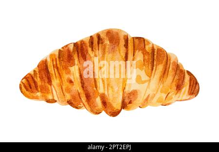 Illustrazione disegnata a mano con croissant e acquerello isolata su sfondo bianco. Foto Stock