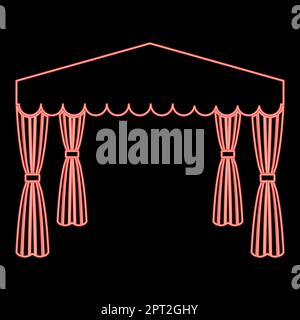 Tettoia al neon tenda a scomparsa padiglione commerciale tenda per il riposo Marquee Chuppah rosso colore vettore illustrazione immagine stile piatto Illustrazione Vettoriale