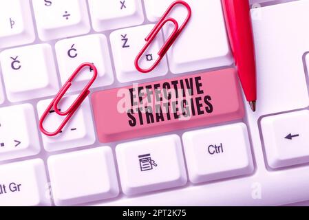 Segno di testo che mostra le strategie efficaci, l'approccio di affari Schema tattico solido decisioni operative potenti Foto Stock