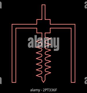 Carro di perforazione al neon alesaggio per l'industria mineraria sotterranea concetto di perforazione geologica icona della trivella nero colore vettore illustrazione stile piatto immagine rosso colore vettore illustrazione immagine stile piatto Illustrazione Vettoriale