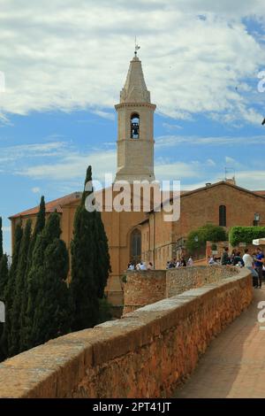 Il borgo medievale di Pienza, in Toscana, concepito come ideale. Foto Stock