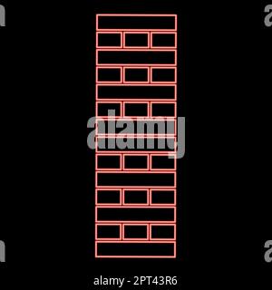Mattoni al neon blocchi pilastri in stack Jenga gioco per la casa adulti e bambini tempo libero Giochi da tavolo blocco di legno rosso colore vettore illustrazione immagine stile piatto Illustrazione Vettoriale