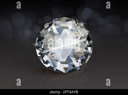 Diamante abbagliante su sfondo bokeh bianco brillante. concetto per la scelta del miglior design di gemma di diamante Foto Stock