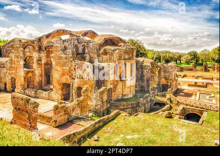 Rovine romane delle grandi Terme di Villa Adriana, Tivoli Foto Stock