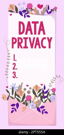 Visualizzazione concettuale Privacy dei dati, sicurezza concettuale delle foto su Internet e protezione digitale del sito Web o della home page di destinazione Foto Stock