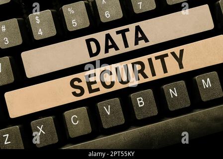 Ispirazione che mostra il segno sicurezza dei dati, approccio aziendale Protected importanti dati personali da accesso non autorizzato Foto Stock