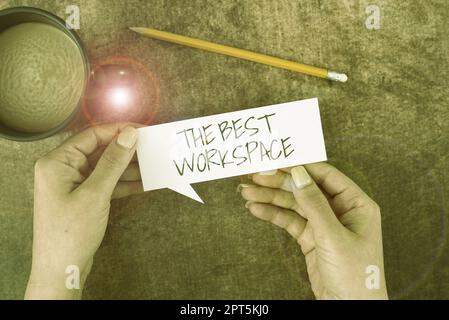 Visualizzazione concettuale The Best Workspace, Internet Concept Confortable Working Conditions for Company employees Foto Stock
