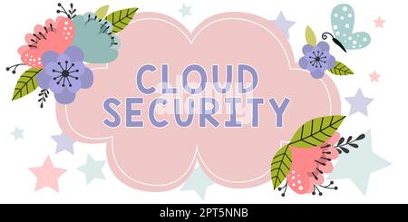 Scrittura di testo Cloud Security, Business Showcase imposizione di un sistema protetto di dati esistenti in Internet Foto Stock